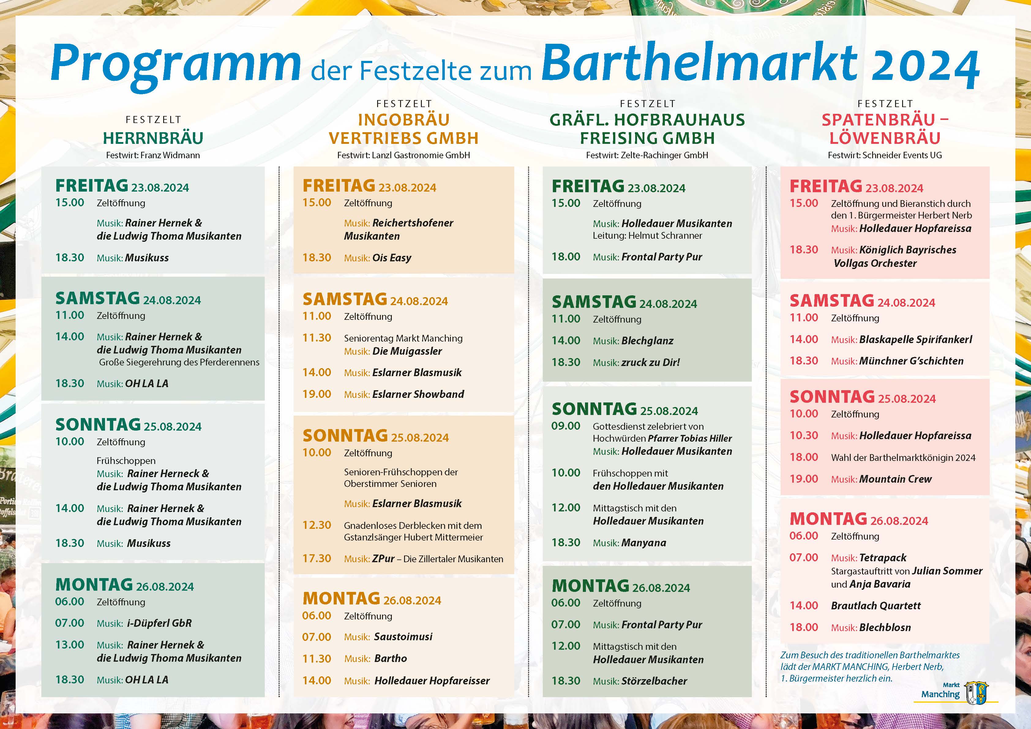 Barthelmarkt Festzeltprogramm 2023